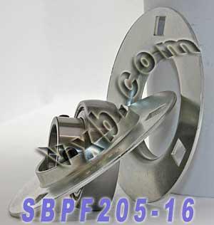 1"inch Bore Mounted Bearing SBPF205-16 + Pressed Steel 3-Bolt Flanged Housing - VXB Ball Bearings
