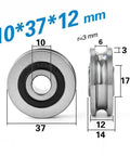 10mm Bore Sealed U Groove Track Roller Pulley Bearing 10x37x12mm - VXB Ball Bearings