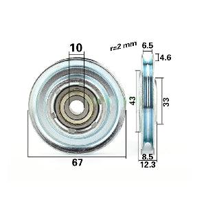 10mm Bore U groove Bearing with 67mm Steel Wire Rope Cable Track Pulley 10x67x8.5mm - VXB Ball Bearings