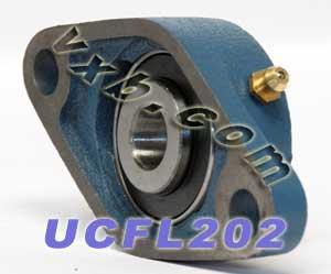 15mm Bearing UCFL202 + 2 Bolts Flanged Cast Housing Mounted Bearings - VXB Ball Bearings