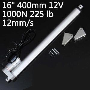 16 Inch Stroke 1000N 225 lbs DC 12 Volt Linear Actuator with mounting brackets - VXB Ball Bearings