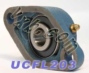 17mm Bearing UCFL-203 + 2 Bolts Flanged Cast Housing Mounted Bearings - VXB Ball Bearings