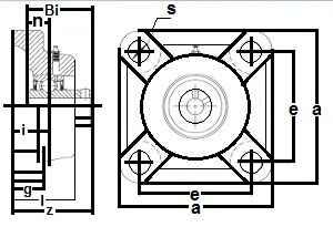 2 1/4 Inch Bearing UCF-212-36 + Square Flanged Cast Housing Mounted Bearings - VXB Ball Bearings