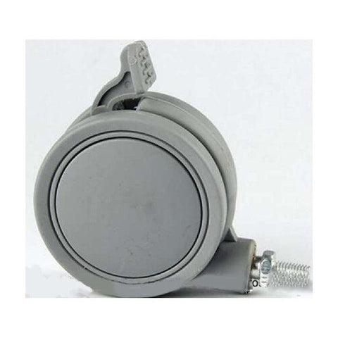 2.5" Inch Gray Twin Wheels Swivel Caster with Brakes and M8 threaded swivel stem. - VXB Ball Bearings