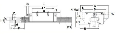 20mm 30 Rail Guideway System Flanged Slide Unit Linear Motion - VXB Ball Bearings