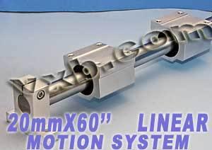 20mm Linear Shaft 60 Long w/2 Slide Units & 2 Shaft Supporter - VXB Ball Bearings