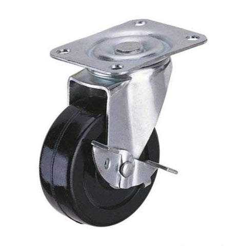 3" Inch Caster Wheel 88 pounds Swivel and Center Brake Rubber Top Plate - VXB Ball Bearings
