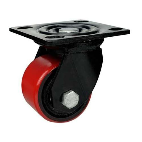 3" Inch Low Profile Low Profile Caster Wheel 1102 pounds Swivel Polyurethane and Iron Top Plate - VXB Ball Bearings