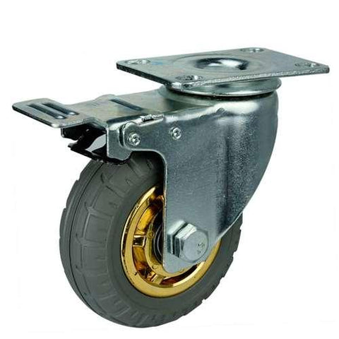 3" Inch Medium Duty Caster Wheel 132 pounds Swivel and Upper Brake Rubber Top Plate - VXB Ball Bearings
