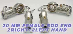 4 Female Rod End 20mm PHS20 2 Right Hand and 2 Left Hand Bearing - VXB Ball Bearings