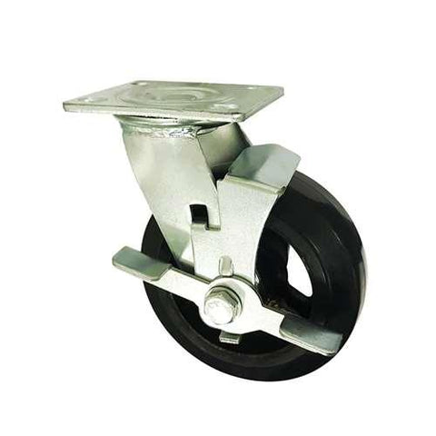 4" Inch Heavy Duty Caster Wheel 441 pounds Side brake Rubber Top Plate - VXB Ball Bearings