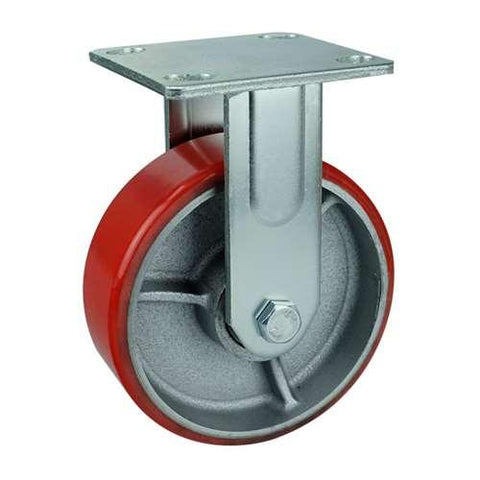 4" Inch Heavy Duty Caster Wheel 617 pounds Fixed Iron core and Polyurethane Top Plate - VXB Ball Bearings