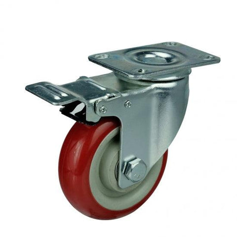 4" Inch Medium Duty Caster Wheel 198 pounds Swivel and Upper Brake Polyvinyl Chloride Top Plate - VXB Ball Bearings