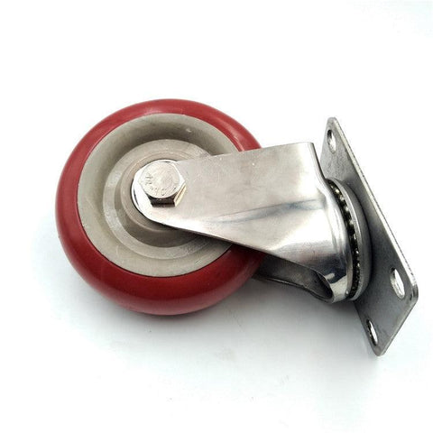4" Inch Swivel Stainless Steel Caster PU Wheel with Top Plate - VXB Ball Bearings