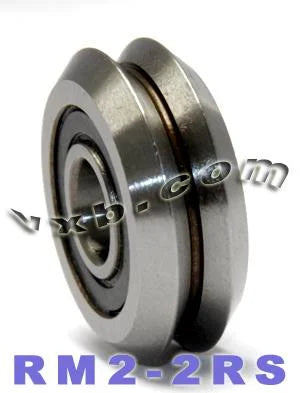 4-PIECES RM2-2RS 3/8'' Roller Ball Bearing V Groove Rubber Sealed Line Track Roller Bearing - VXB Ball Bearings