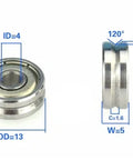 4mm Bore Bearing with 13mm Pulley V Groove Track Roller Bearing 4x13x5mm - VXB Ball Bearings