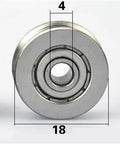 4mm Bore with 18mm Pulley U Groove Track Roller Bearing 4x18x7mm - VXB Ball Bearings