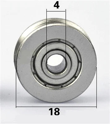 4mm Bore with 18mm Pulley U Groove Track Roller Bearing 4x18x7mm - VXB Ball Bearings