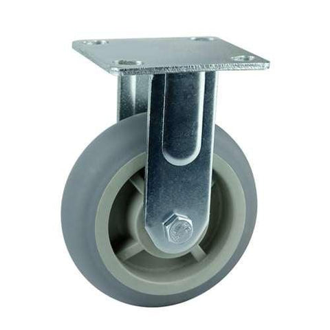 5" Inch Heavy Duty Caster Wheel 507 pounds Fixed Polypropylene core and Thermoplastic Rubber Top Plate - VXB Ball Bearings
