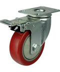 5" Inch Medium Duty Caster Wheel 176 pounds Swivel and Upper Brake Polyvinyl Chloride Top Plate - VXB Ball Bearings