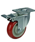 5" Inch Medium Duty Caster Wheel 220 pounds Swivel and Upper Brake Polyvinyl Chloride Top Plate - VXB Ball Bearings