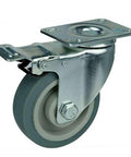 5" Inch Medium Duty Caster Wheel 220 pounds Swivel and Upper Brake Thermoplastic Rubber Top Plate - VXB Ball Bearings