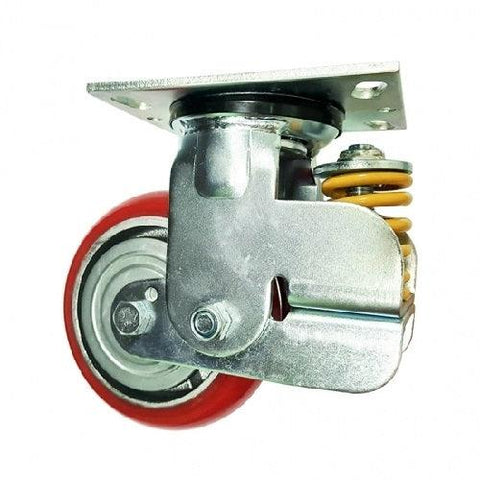 5" Inch spring loaded Caster Wheel 617 pounds Swivel Polyurethane and Cast iron core Top Plate - VXB Ball Bearings