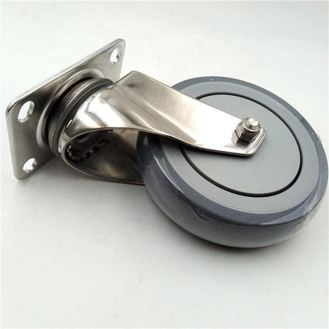 5" Inch Swivel Stainless Steel Caster TPR Wheel with Top Plate - VXB Ball Bearings