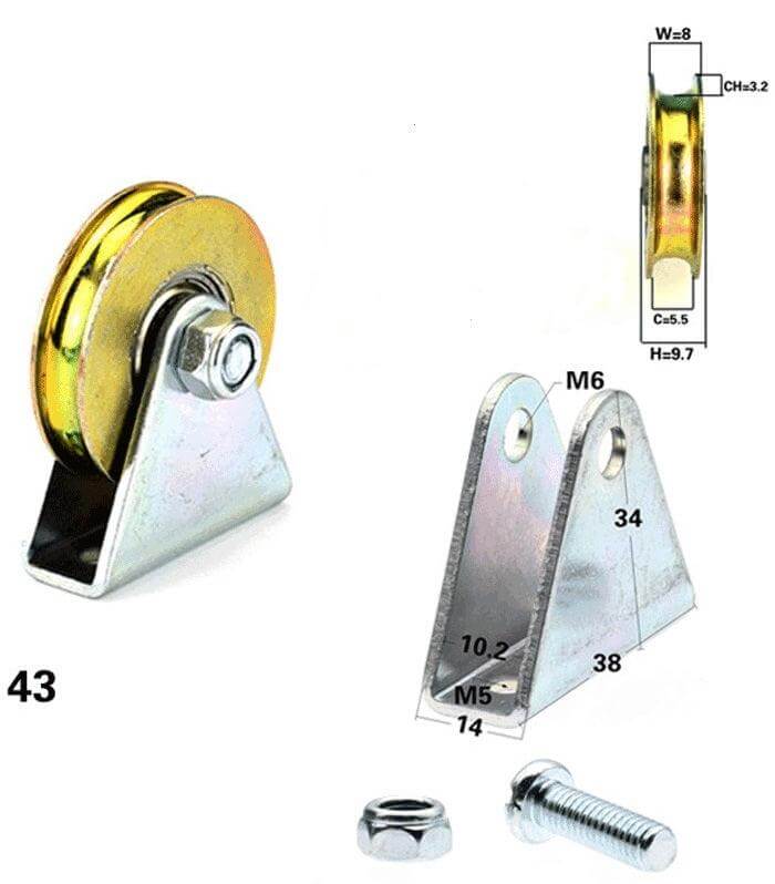 6.4mm Bore Bearing with 32mm Steel Wire Rope Cable Track Pulley with