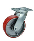 6" Inch Heavy Duty Caster Wheel 992 pounds Swivel Cast Iron and Polyurethane Top Plate - VXB Ball Bearings