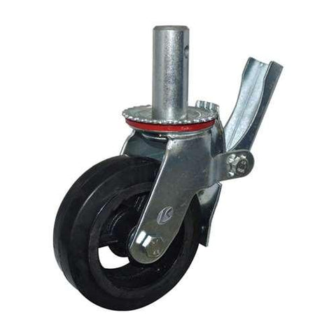 6" Inch Scaffold Caster Wheel 441 pounds Swivel and Upper Brake Iron rim and and rubber - VXB Ball Bearings