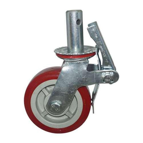 6" Inch Scaffold Caster Wheel 441 pounds Swivel and Upper Brake Polypropylene rim and and Polyvinyl Chloride - VXB Ball Bearings