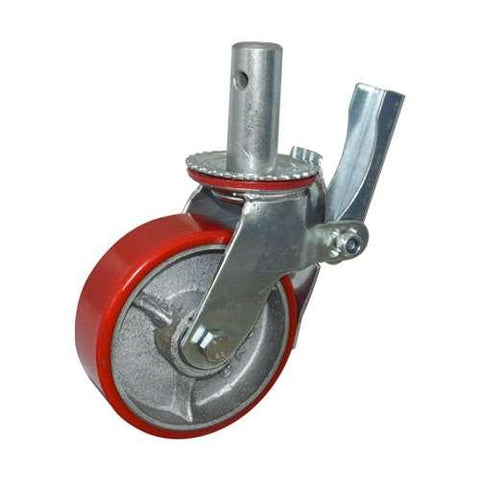 6" Inch Scaffold Caster Wheel 441 pounds Swivel and Upper Brake Polyurethane rim and and PU - VXB Ball Bearings