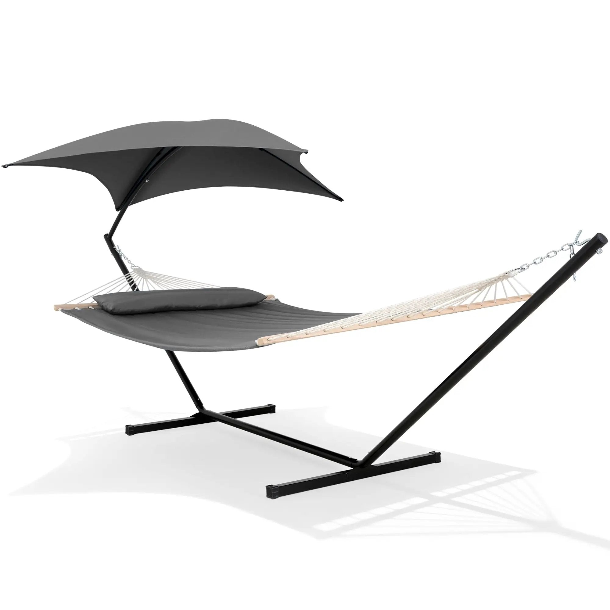 fredön hängematte Standing Patio Hammock With Canopy And Foldable Stand, Portable And Easy Setup, Patent Pending, Dark Gray, Two Layer Quilted Polyester Comfort For csott or during outdoor trips Size : Apparel Adult:Youth Medium Harz Camp Goslar |