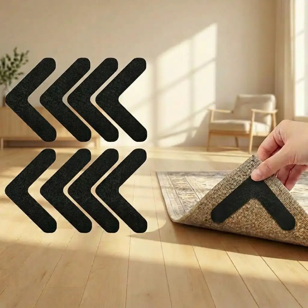 8 Pack L Shaped Rug Grippers, Anti Slip Tape ✓