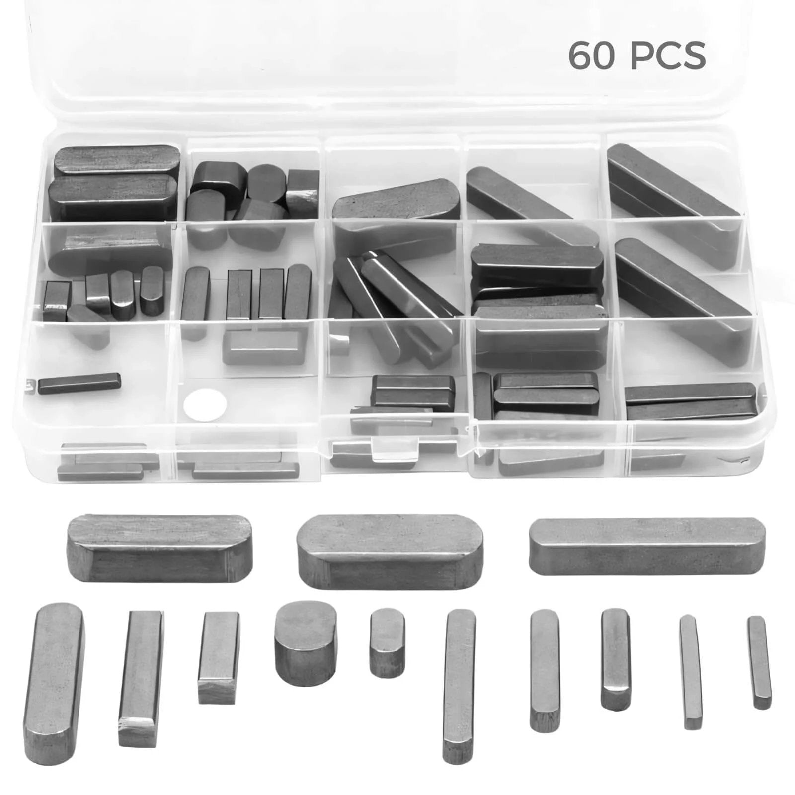 60 Piece Square Key Stock Set With Storage Box For Indust