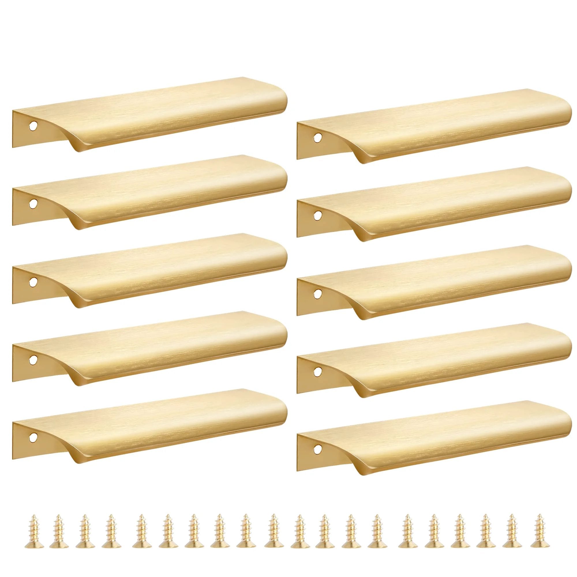 Brushed Gold Cabinet Finger Pulls Set of 10