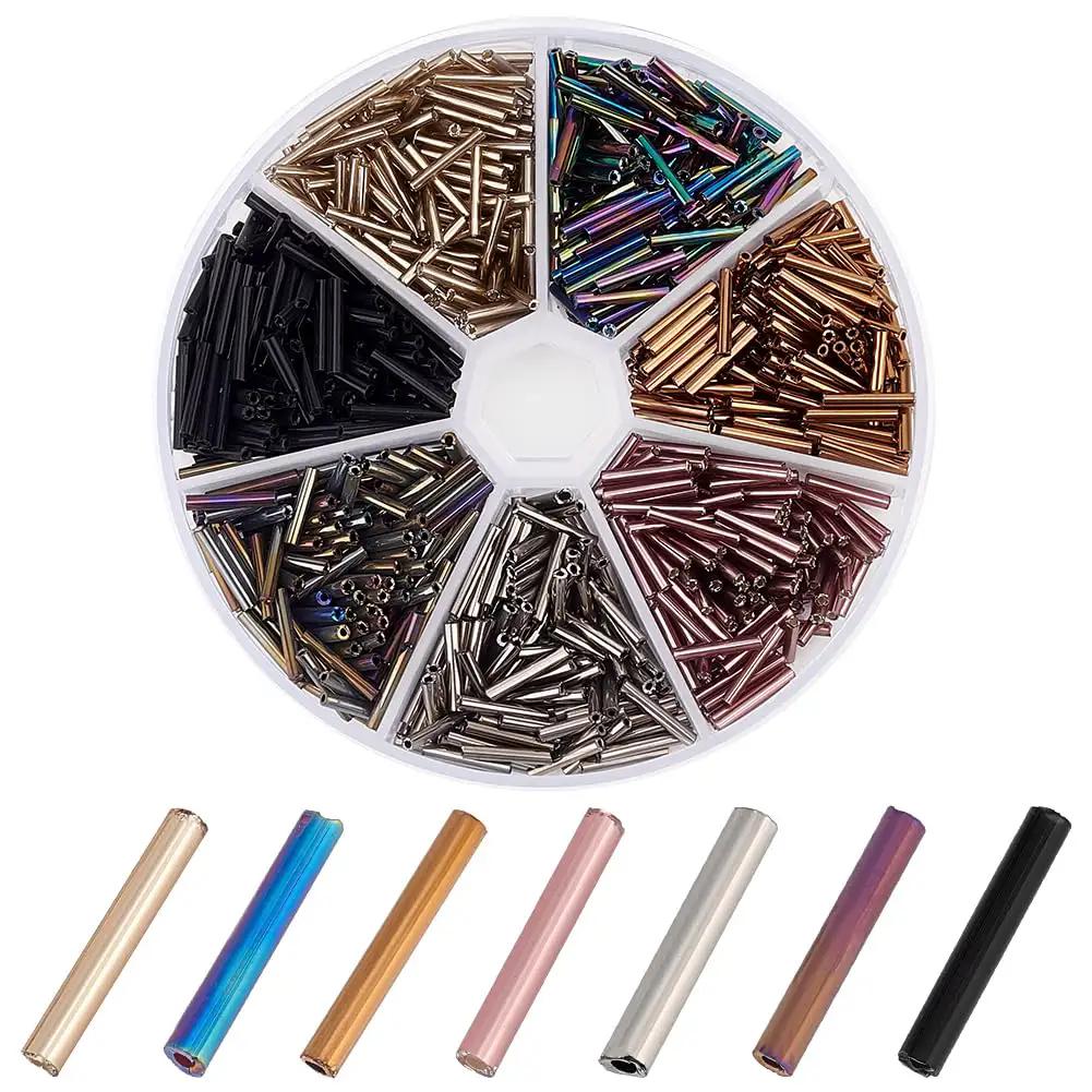 623 Pieces Glass Bugle Beads Set In Metallic Colors ✓