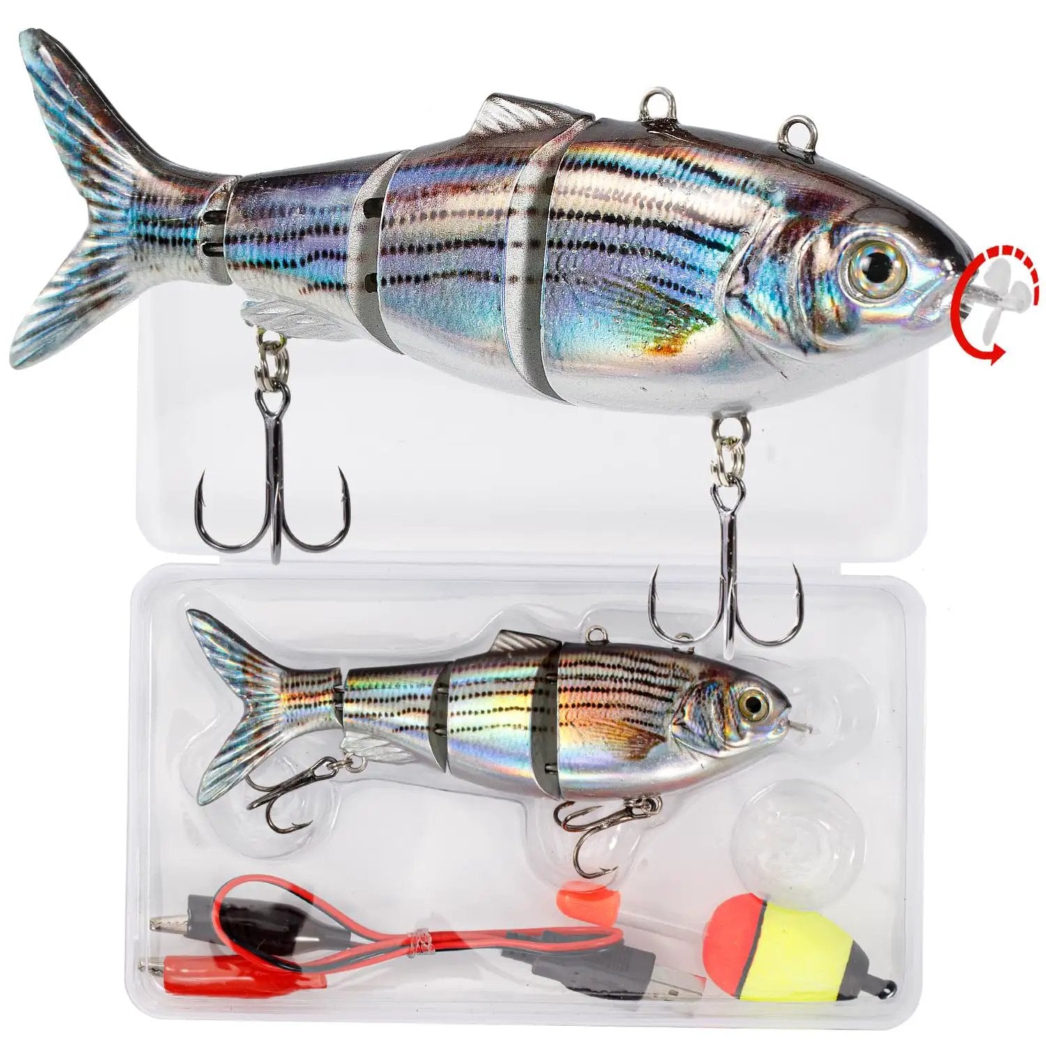 electeic bait.fish sound lure Electric Robotic Swimbait Five Point One Inch USB Rechargeable Auto Swimming Lure With LED Light For Bass Trout Pike Fishing Tackle Color T620 sport equipment Cartoon Fish Lure Stock which uses powerful sound Model:JOC74HF