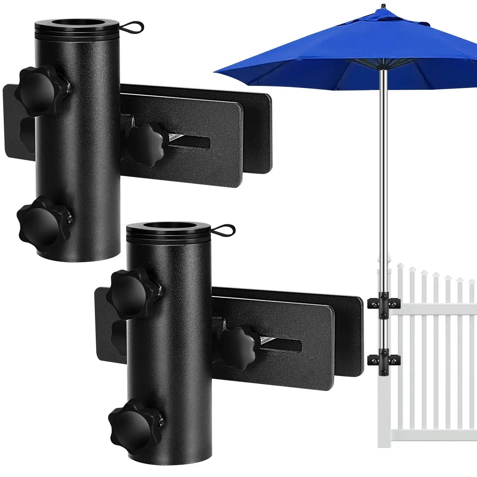 Adjustable Deck Umbrella Base Clamp For Railings And Fences, Outdoor Patio Umbrella Holder, No Fuss Clamp On Mount For Balcony Or Porch, Fits 1.25 To 