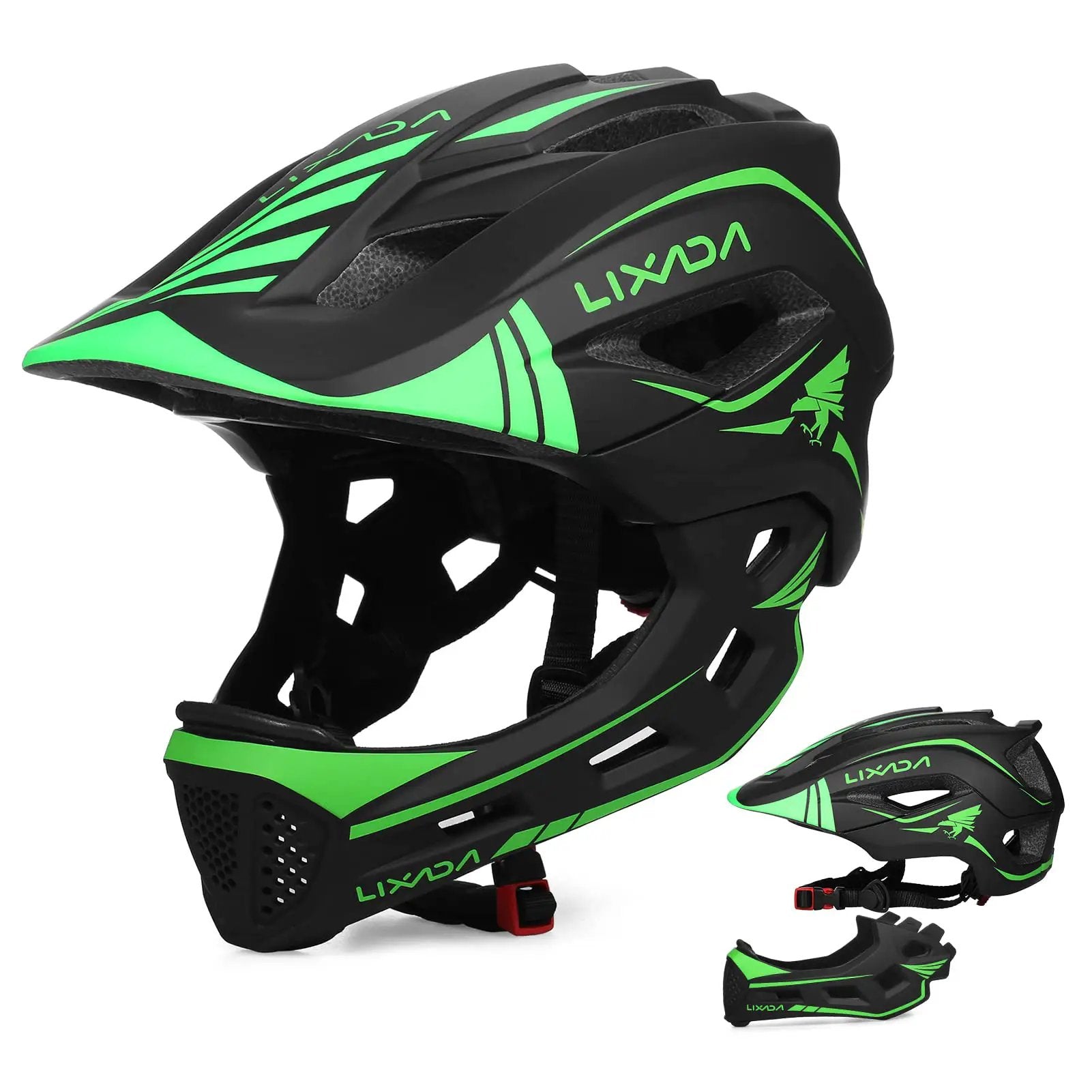 2 in 1 bike helmet Two One Kids Bicycle With Detachable Full Face Shield, Adjustable Size 20.5 To 22 Inches, Breathable Kid Friendly Half Shell To Full Face Color:Going Green (with nylon straps) Pedalless Electric Bikes: Understanding The ultimate safety gear Fitness
