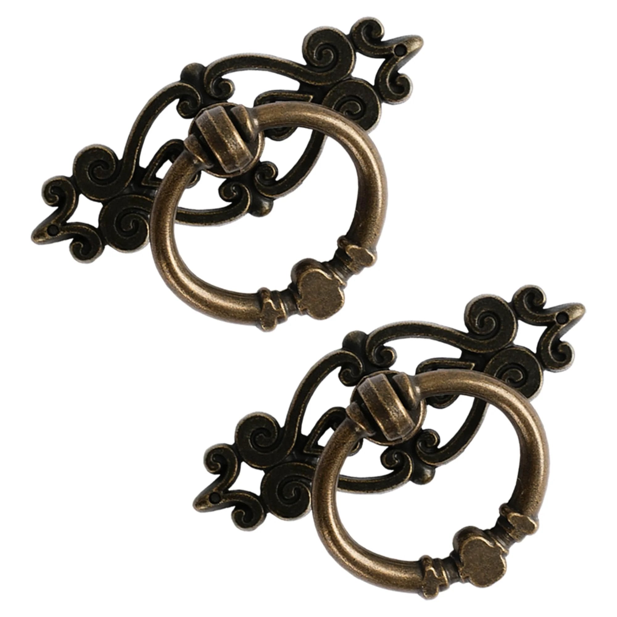 Antique Bronze Ring Pull Handles Set Of 8, 1.4 Inch Dia✓