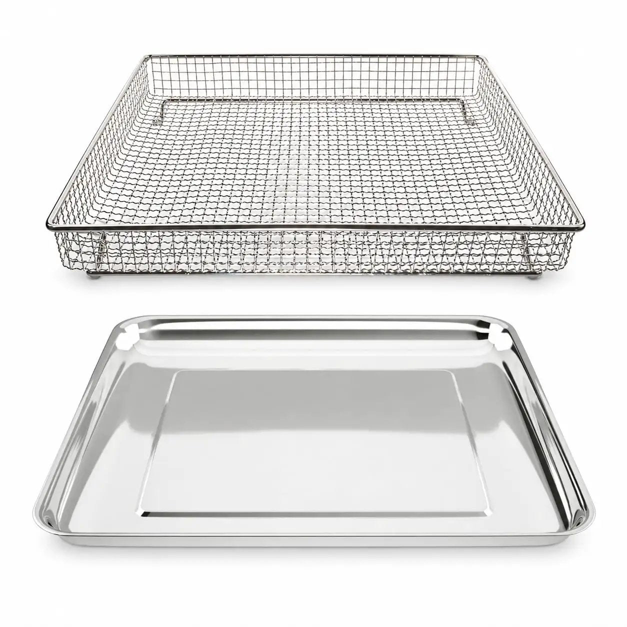 Stainless Steel Baking Tray & Air Fryer Basket Set ✓