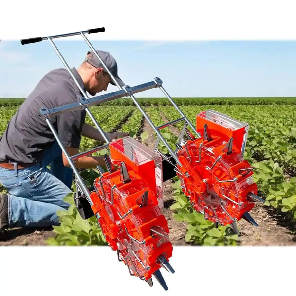 Two Row Hand Push Seeder - Efficient Planting ✓