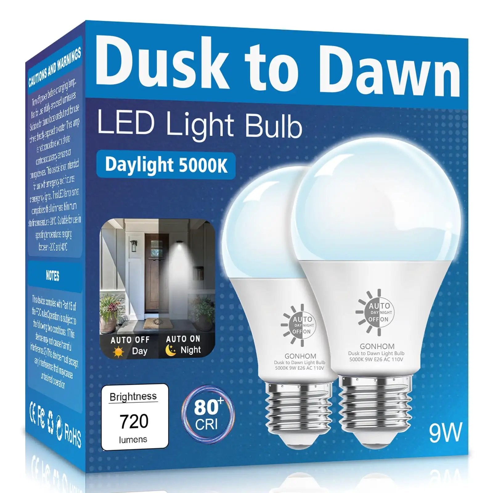 Dusk To Dawn Outdoor LED Light Bulbs 2 Pack ✓