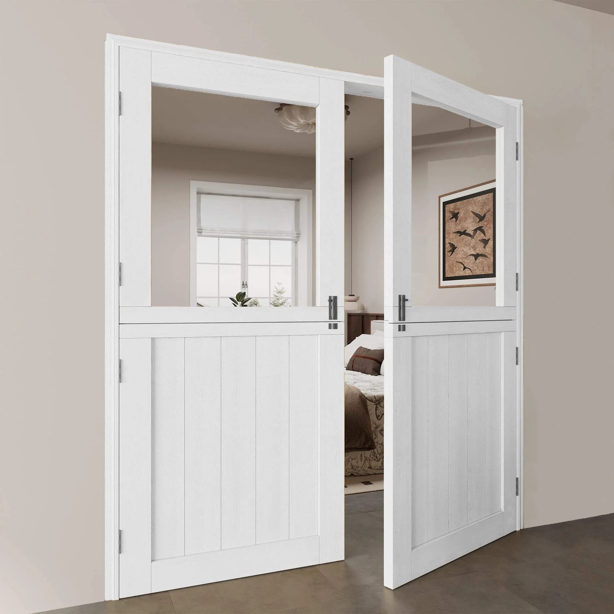 French Dutch door with glass panels 60x80 White ✓