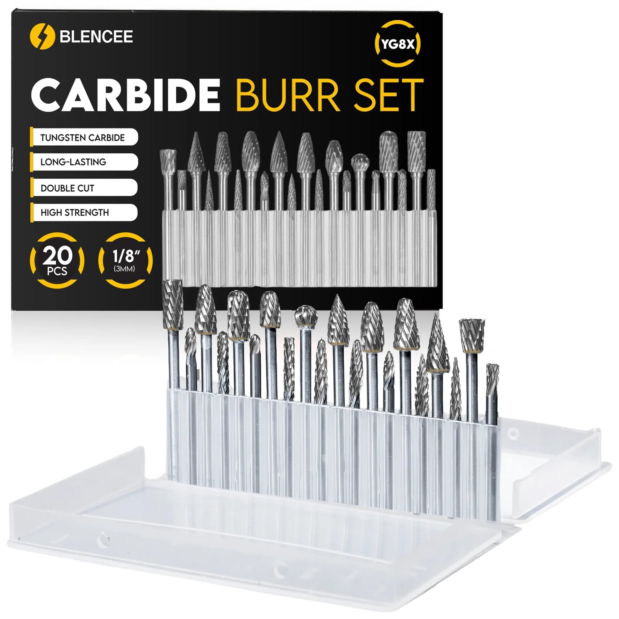 Carbide Burr Set 20 Piece 1/8 Shank For Die Grinders ✓