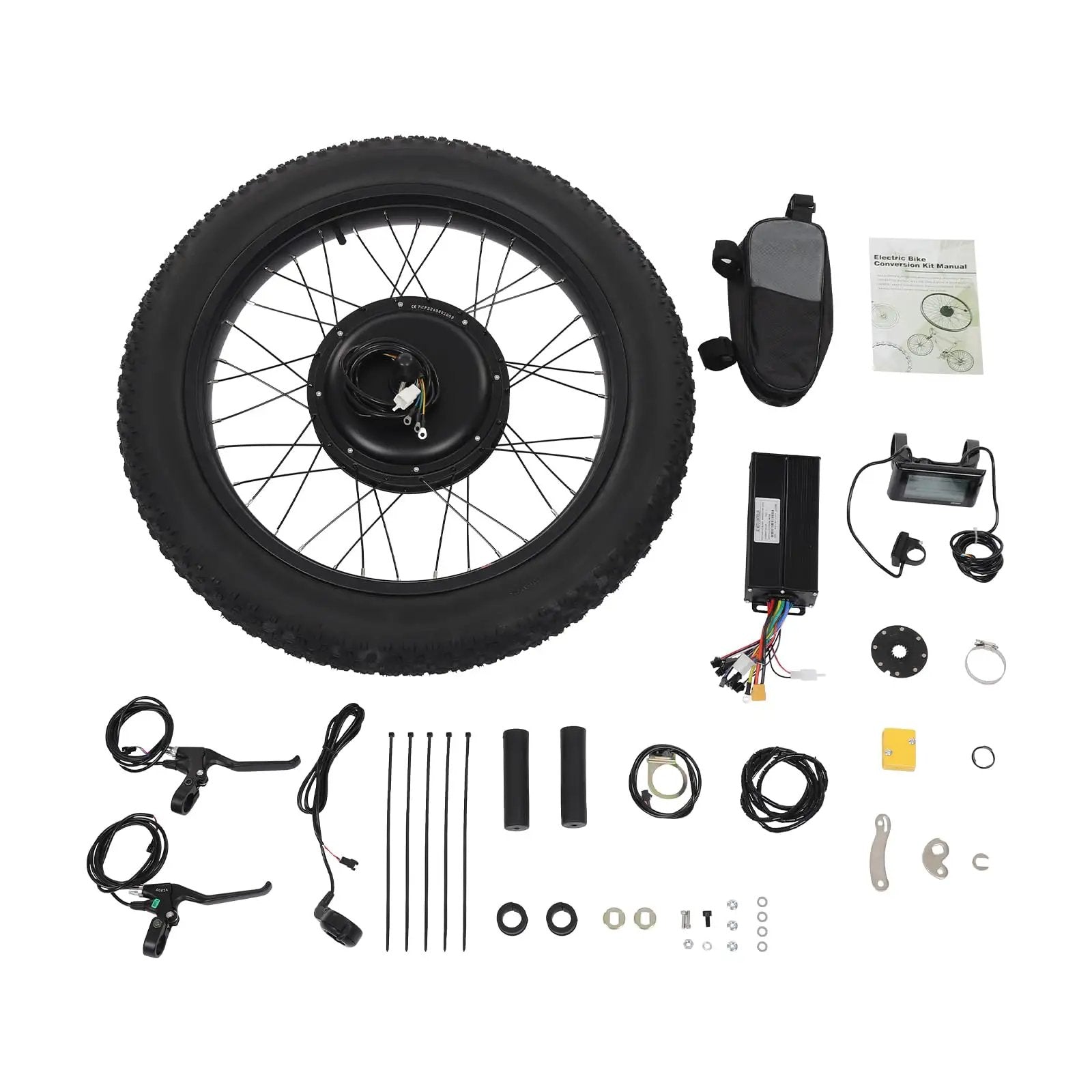 24 Inch Front Wheel Ebike Conversion Kit With 48V 1500W Hub Motor Controller LCD Display Pedal Assist Sensor And Included Bag Transform Your Bike Into