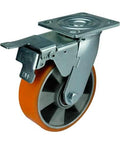 8" Inch Heavy Duty Caster Wheel 1543 pounds Swivel and Upper Brake Aluminium and Polyurethane Top Plate - VXB Ball Bearings