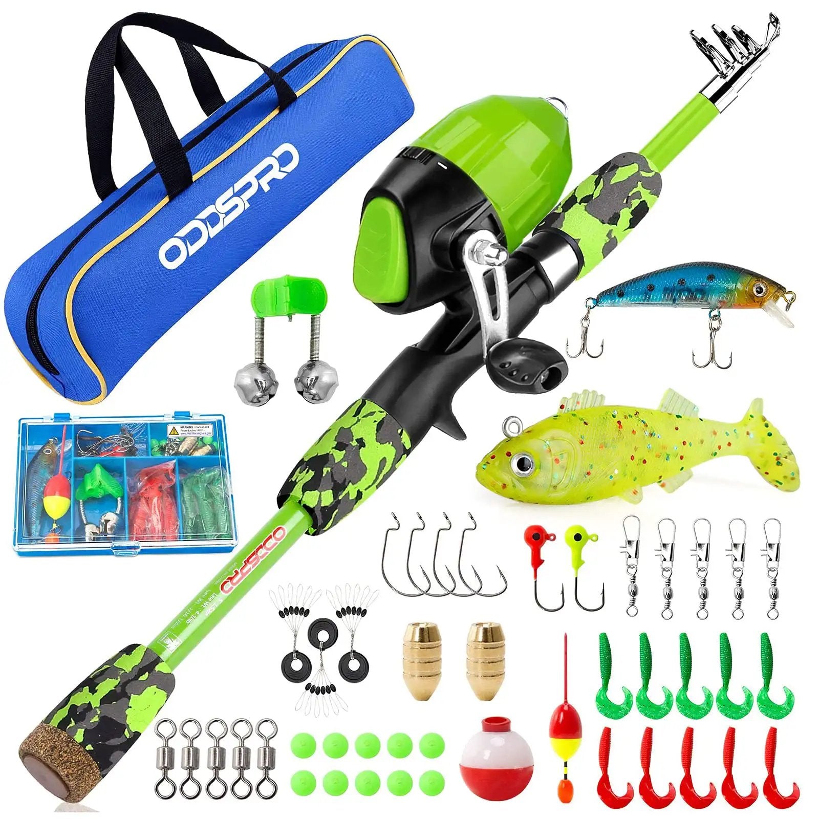 best fishing rod and reel for child All In One Kid Friendly Set With Tackle Box Lures And Portable Bag A Totally Easy Starter Kit Boys And Girls Ages 4 To 12 Seaview SVRCLMINI Starlink Mini Barbed SKU 88400017 Select Size::L141GH-1/0 8 pk.